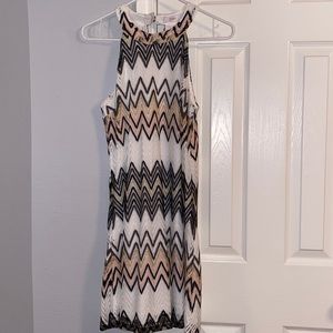 White Chevron Sparkly Dress